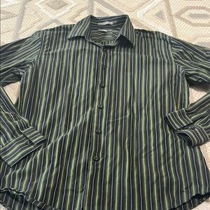 Apt. 9 Green Dress Shirt with Striking Stripes